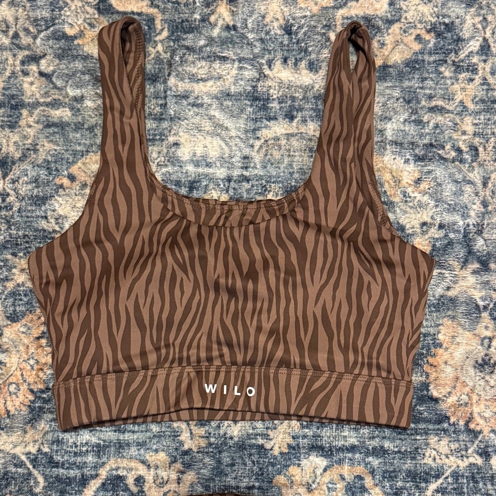 Wilo Brown Zebra-Print High-Waist Leggings & Sports Bra Set - Picture 3 of 3